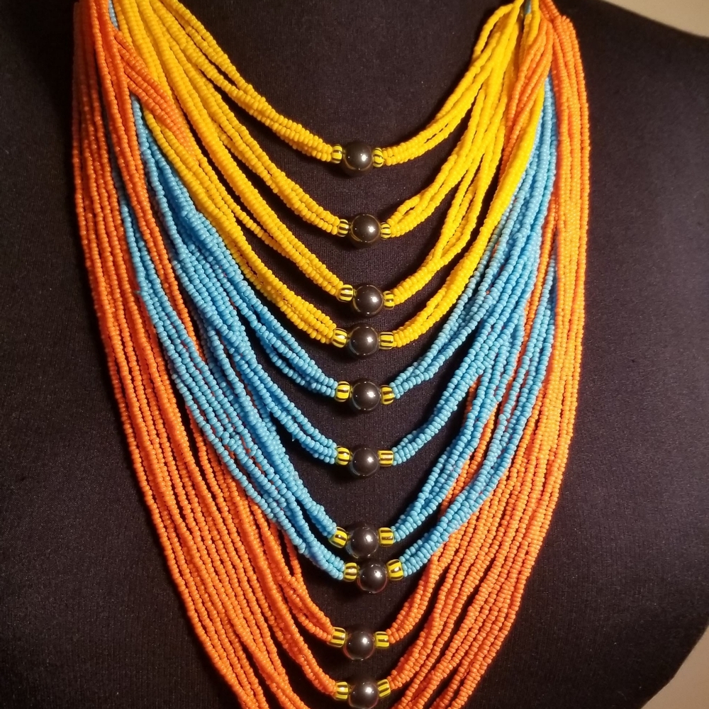 Hand made multi strand statement piece necklace